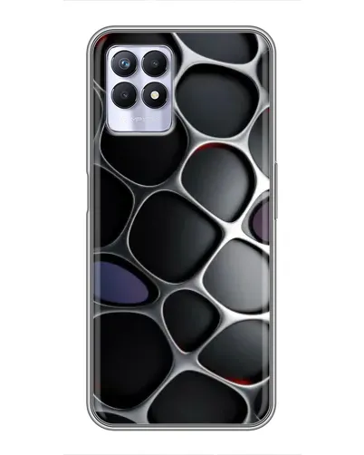 Чехол для Realme 8i с картинкой «Объемная темная решетка»