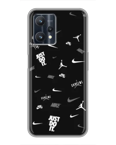 Чехол для Realme 9 Pro Plus с картинкой «Nike Black Pattern»