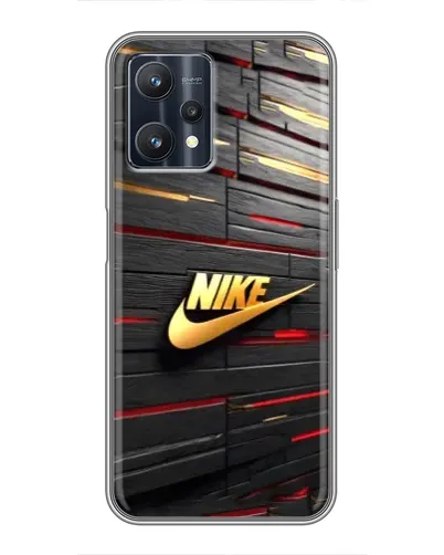 Чехол для Realme 9 Pro Plus с картинкой «Золотой Nike на металле»