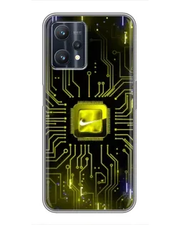 Чехол для Realme 9 Pro Plus с картинкой «Nike — золотая искра»