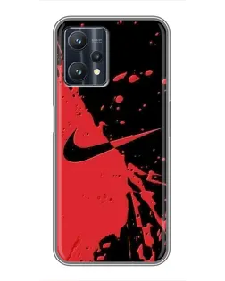 Чехол для Realme 9 Pro Plus с картинкой «Красные брызги Nike»
