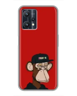 Чехол для Realme 9 Pro Plus с картинкой «Bored Ape — красный фон»