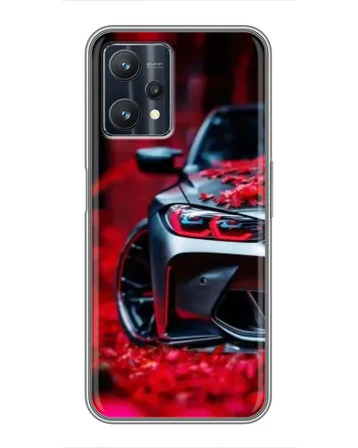 Чехол для Realme 9 Pro Plus с картинкой «Спортивная BMW и цветы»