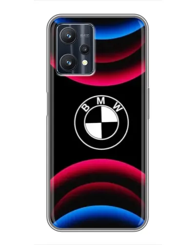 Чехол для Realme 9 Pro Plus с картинкой «Логотип BMW и неоновые дуги»