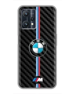 Чехол для Realme 9 Pro Plus с картинкой «Эмблема BMW и карбон»