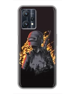 Чехол для Realme 9 Pro Plus с картинкой «PUBG — огненный силуэт»