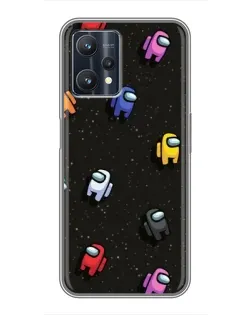 Чехол для Realme 9 Pro Plus с картинкой «Космический паттерн Among Us»