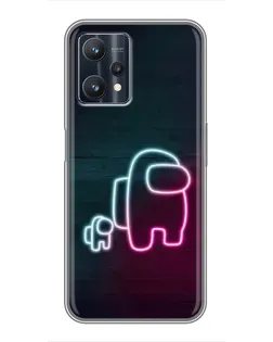 Чехол для Realme 9 Pro Plus с картинкой «Among Us неон-арт»