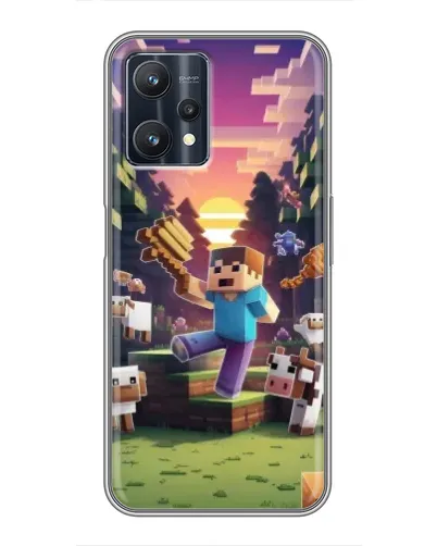 Чехол для Realme 9 Pro Plus с картинкой «Стив на ферме»