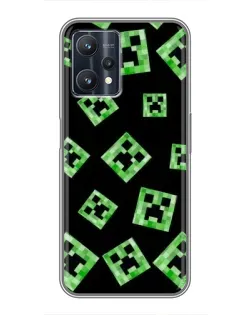 Чехол для Realme 9 Pro Plus с картинкой «Паттерн с криперами»