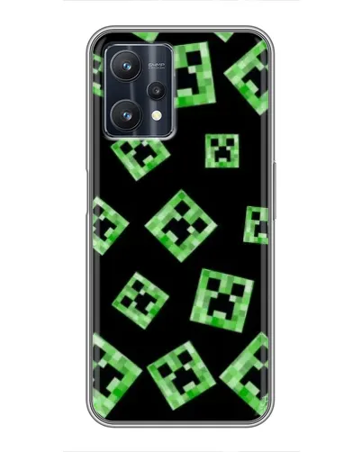 Чехол для Realme 9 Pro Plus с картинкой «Паттерн с криперами»
