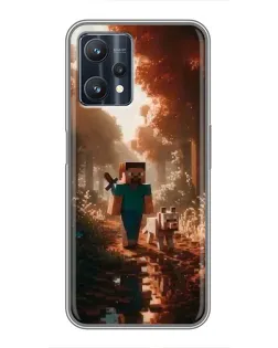 Чехол для Realme 9 Pro Plus с картинкой «Стив в лесу»
