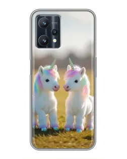 Чехол для Realme 9 Pro Plus с картинкой «Пара единорогов»