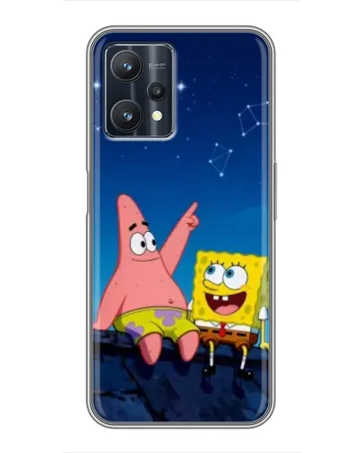 Чехол для Realme 9 Pro Plus с картинкой «Губка Боб и Патрик ночью»