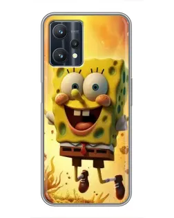 Чехол для Realme 9 Pro Plus с картинкой «Губка Боб прыгает»