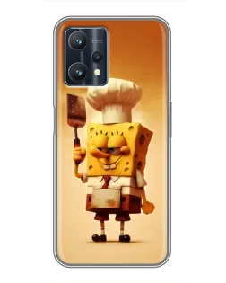 Чехол для Realme 9 Pro Plus с картинкой «Губка Боб повар»