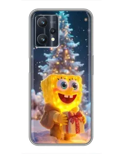 Чехол для Realme 9 Pro Plus с картинкой «Рождественский Спанч Боб»