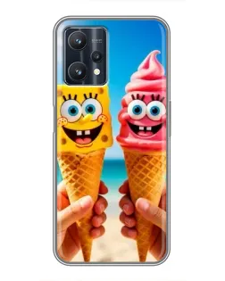 Чехол для Realme 9 Pro Plus с картинкой «Спанч Боб мороженое»