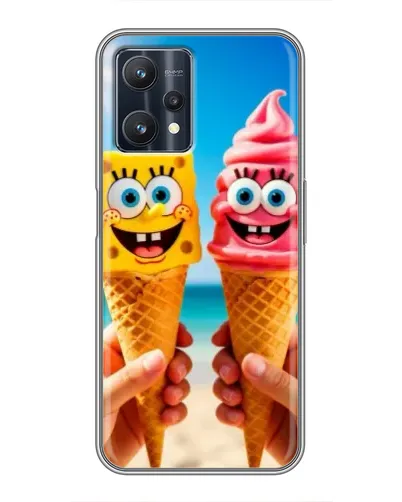 Чехол для Realme 9 Pro Plus с картинкой «Спанч Боб мороженое»