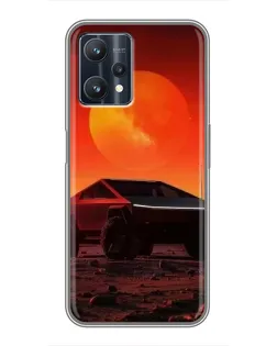 Чехол для Realme 9 Pro Plus с картинкой «Cybertruck на Марсе»