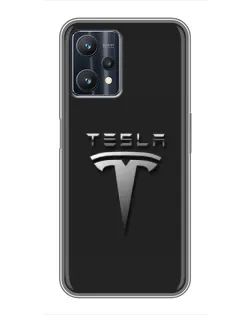 Чехол для Realme 9 Pro Plus с картинкой «Стальной логотип Tesla»