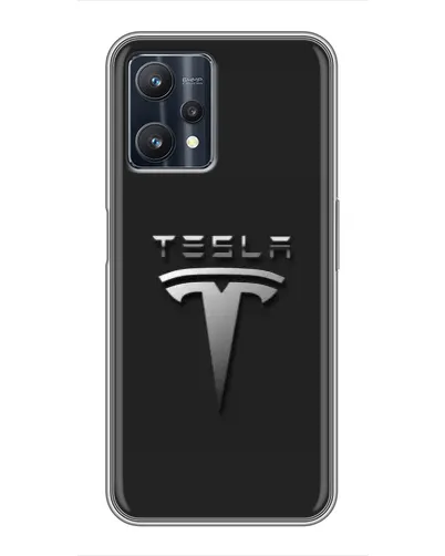 Чехол для Realme 9 Pro Plus с картинкой «Стальной логотип Tesla»