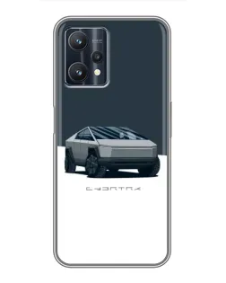 Чехол для Realme 9 Pro Plus с картинкой «Серебристый Cybertruck Tesla»
