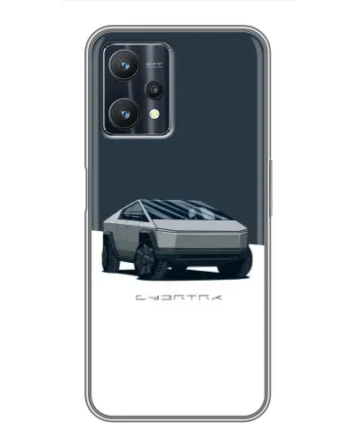 Чехол для Realme 9 Pro Plus с картинкой «Серебристый Cybertruck Tesla»