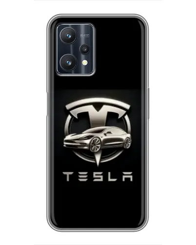 Чехол для Realme 9 Pro Plus с картинкой «Tesla — серебристое авто»