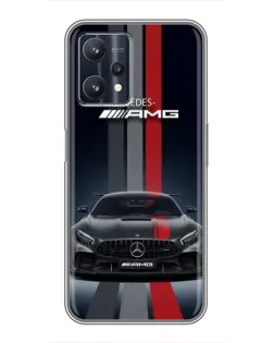 Чехол для Realme 9 Pro Plus с картинкой «Mercedes — белый карбон»