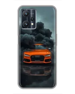Чехол для Realme 9 Pro Plus с картинкой «Audi в облаках дыма»