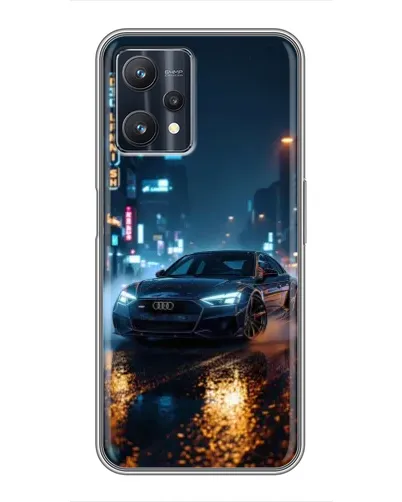 Чехол для Realme 9 Pro Plus с картинкой «Ночной город и Audi»