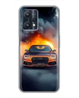 Чехол для Realme 9 Pro Plus с картинкой «Audi в огненном дыму»