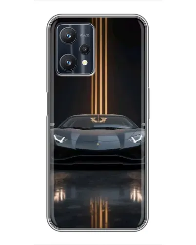 Чехол для Realme 9 Pro Plus с картинкой «Lamborghini золотые линии»