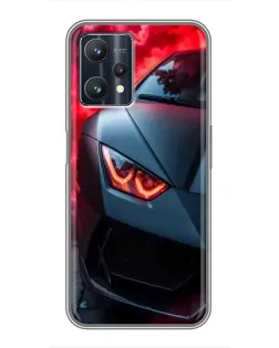 Чехол для Realme 9 Pro Plus с картинкой «Lamborghini красное сияние»