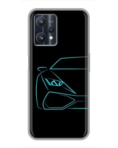 Чехол для Realme 9 Pro Plus с картинкой «Голубой силуэт Lamborghini»