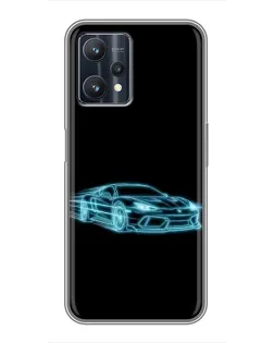 Чехол для Realme 9 Pro Plus с картинкой «Неоновый контур Lamborghini»