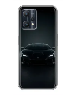 Чехол для Realme 9 Pro Plus с картинкой «Черный Lamborghini Aventador»