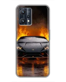 Чехол для Realme 9 Pro Plus с картинкой «Lamborghini в огне»