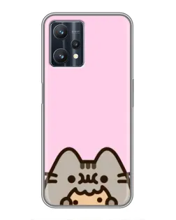 Чехол для Realme 9 Pro Plus с картинкой «Pusheen и печенье»
