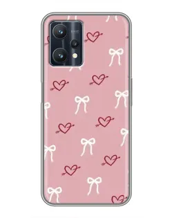 Чехол для Realme 9 Pro Plus с картинкой «Сердца и банты»