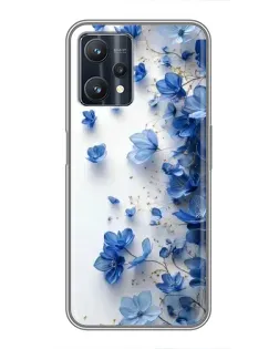 Чехол для Realme 9 Pro Plus с картинкой «Голубой цветочный каскад»