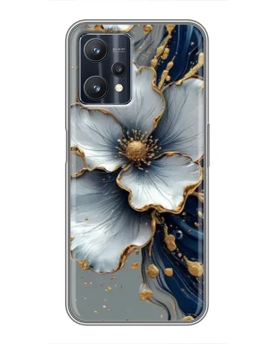 Чехол для Realme 9 Pro Plus с картинкой «Белый цветок и золотой флюид»