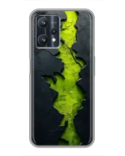 Чехол для Realme 9 Pro Plus с картинкой «Салатовый разлом скалы»