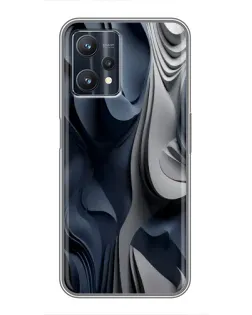 Чехол для Realme 9 Pro Plus с картинкой «Объемные синие складки»