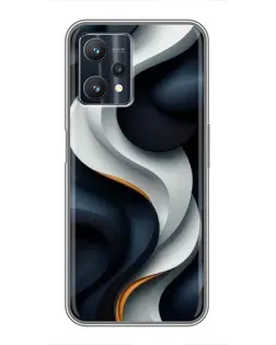Чехол для Realme 9 Pro Plus с картинкой «Объемные черно-белые ленты»