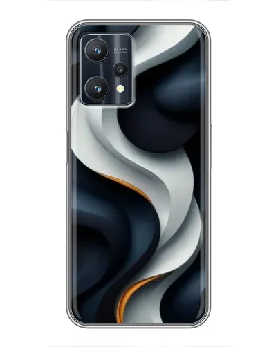 Чехол для Realme 9 Pro Plus с картинкой «Объемные черно-белые ленты»