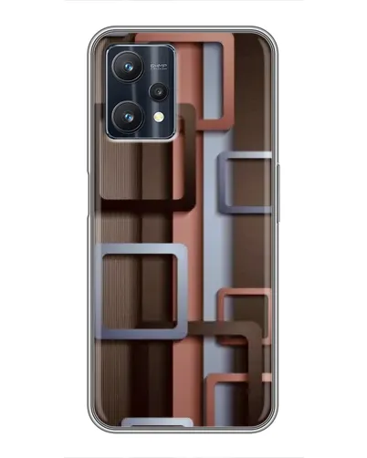 Чехол для Realme 9 Pro Plus с картинкой «Коричневые объемные квадраты»