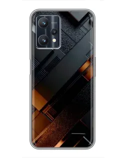 Чехол для Realme 9 Pro Plus с картинкой «Черные геометрические блоки»