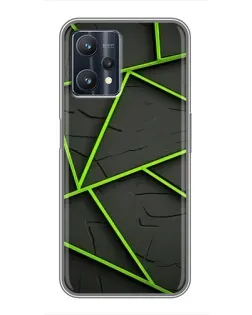 Чехол для Realme 9 Pro Plus с картинкой «Зеленые геометрические линии»